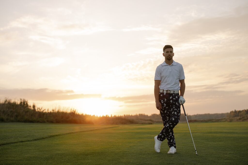 Golfing in Phoenix. Man with sunny background